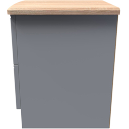 Crowndale Victoria 2 Drawer Dusk Grey and Oak Compact Bedside Cabinet - Wilko - thumbnail 4