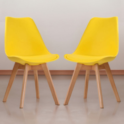 Louvre Set of 2 Yellow Dining Chair - LPD Home - Wilko