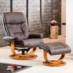 Artemis Home Barriston Brown Massage and Heat Swivel Recliner Chair with Footstool - Size: Single - Wilko