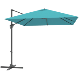 Outsunny Blue Square Crank Handle Cantilever Roma Parasol 2.45 x 2.45m - Size: 248 x 245 x 245cm - Wilko