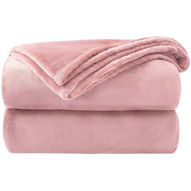 Velosso Blush Pink Flannel Faux Mink Throw 150 x 200cm - Size: 150 x 200 x 1cm - Wilko - image 1