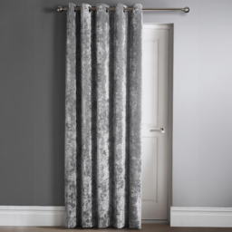 Intimates Silver Crushed Velvet Door Curtain 117X213cm - Size: W 117 x D 213cm - Wilko