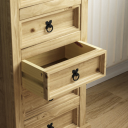 Vida Designs Corona 5 Drawer Pine Narrow Chest of Drawers - Brown - Wilko - thumbnail 5