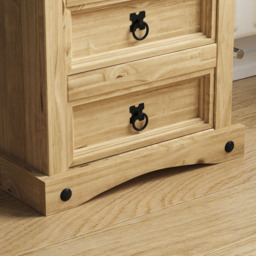 Vida Designs Corona 5 Drawer Pine Narrow Chest of Drawers - Brown - Wilko - thumbnail 6