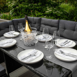 Monster Shop Jardí Black Rattan Corner Set - Size: 8 Seater - Wilko - thumbnail 5