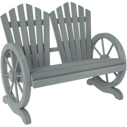 Outsunny 2 Seater Grey Garden Bench with Wheel Shaped Armrests - Wilko - thumbnail 3