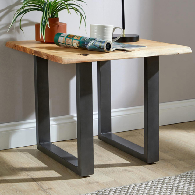 Home Source Live Edge Acacia Top Lamp Table - Size: 50 x 60 x 60cm - Multi - Wilko - image 1
