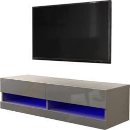 GFW Galicia Grey Small Wall TV Unit with LED - Size: 38 x 120 x 30cm - Wilko - thumbnail 3