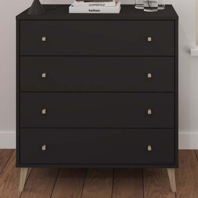 Salford 4 Drawer Black Chest of Drawers - Wilko - image 1
