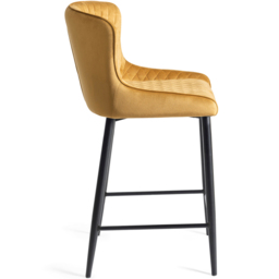 Bentley Designs Cezanne Set of 2 Mustard Velvet Fabric Upholstered Barstool - Size: 97 x 49 x 56cm - Yellow - Wilko - thumbnail 5
