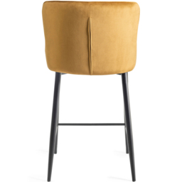 Bentley Designs Cezanne Set of 2 Mustard Velvet Fabric Upholstered Barstool - Size: 97 x 49 x 56cm - Yellow - Wilko - thumbnail 6