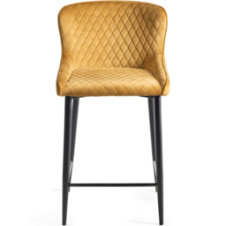Bentley Designs Cezanne Set of 2 Mustard Velvet Fabric Upholstered Barstool - Size: 97 x 49 x 56cm - Yellow - Wilko - thumbnail 4