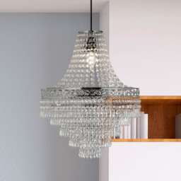 Lighting Collection Large Empire Easy Fit Pendant Chandelier with Acrylic Drops - Size: 48 x 37 x 37cm - Clear - Wilko - thumbnail 3
