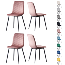 Lexi Set of 4 Pink Velvet Fabric Dining Chairs - MCC - Wilko - thumbnail 3