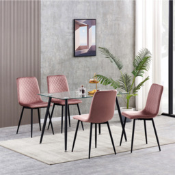 Lexi Set of 4 Pink Velvet Fabric Dining Chairs - MCC - Wilko - thumbnail 6
