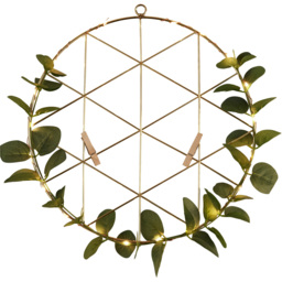 Lighting Collection Wire Grid with LED Lights and Leaves - Size: 33 x 33 x 8.5cm - Green - Wilko - thumbnail 4