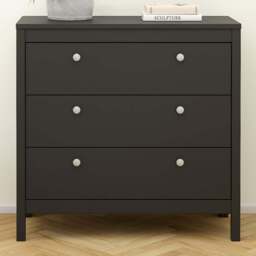 Florence Madrid 3 Drawer Matt Black Chest of Drawers - Wilko - thumbnail 1