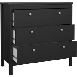 Florence Madrid 3 Drawer Matt Black Chest of Drawers - Wilko - thumbnail 5