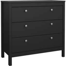 Florence Madrid 3 Drawer Matt Black Chest of Drawers - Wilko - thumbnail 3