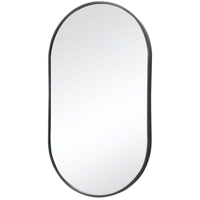 Living and Home Black Oval Mirror 40 x 70cm - Size: 70 x 40cm - Wilko - image 1