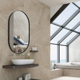 Living and Home Black Oval Mirror 40 x 70cm - Size: 70 x 40cm - Wilko - thumbnail 3