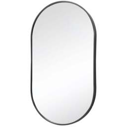 Living and Home Black Oval Mirror 40 x 70cm - Size: 70 x 40cm - Wilko