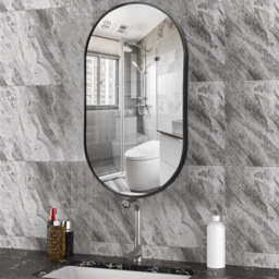 Living and Home Black Oval Mirror 40 x 70cm - Size: 70 x 40cm - Wilko - thumbnail 7