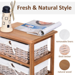 Portland 5 Drawer Wicker Basket Storage Cabinet - Size: 40 x 29 x 90cm - Brown - Wilko - thumbnail 7