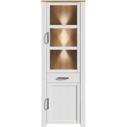 Florence Bohol 2 Door Single Drawer Riviera Oak and White Narrow LED Display Cabinet - Furniture To Go - Wilko - thumbnail 6