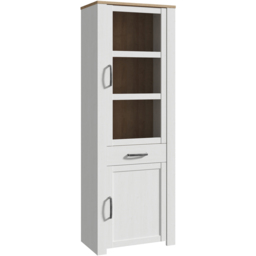 Florence Bohol 2 Door Single Drawer Riviera Oak and White Narrow LED Display Cabinet - Furniture To Go - Wilko - thumbnail 4