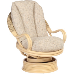 Desser Furniture Burford Natural Rattan and Farrow Swivel Rocker Chair - Size: Single - Cream - Wilko - thumbnail 3