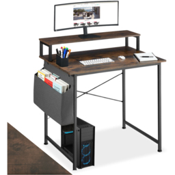 tectake Dark Wood Office Desk 80 x 55 x 90cm - Brown - Wilko - thumbnail 3