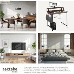 tectake Dark Wood Office Desk 80 x 55 x 90cm - Brown - Wilko - thumbnail 6