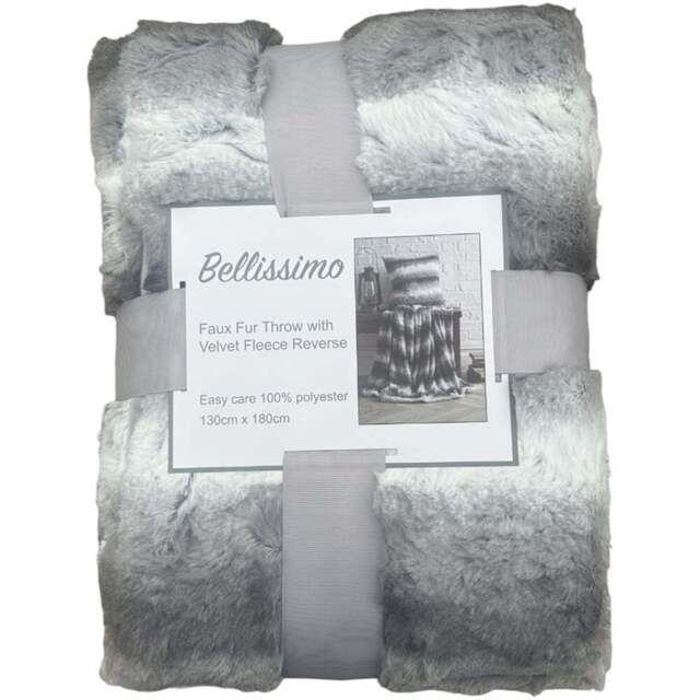 Bellissimo Grey Faux Fur Throw 130 x 180cm - Wilko - image 1