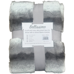 Bellissimo Grey Faux Fur Throw 130 x 180cm - Wilko - thumbnail 4