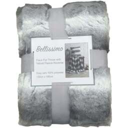 Bellissimo Grey Faux Fur Throw 130 x 180cm - Wilko