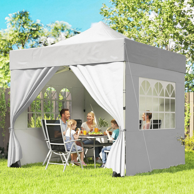 Outsunny 3 x 3m Silver Grey Heavy Duty Marquee Pop Up Gazebo with Sides - Size: 338 x 300 x 300cm - Wilko - image 1