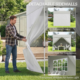 Outsunny 3 x 3m Silver Grey Heavy Duty Marquee Pop Up Gazebo with Sides - Size: 338 x 300 x 300cm - Wilko - thumbnail 6