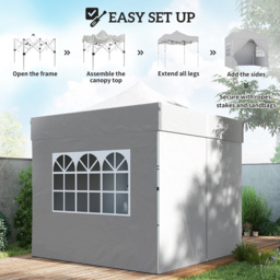 Outsunny 3 x 3m Silver Grey Heavy Duty Marquee Pop Up Gazebo with Sides - Size: 338 x 300 x 300cm - Wilko - thumbnail 4