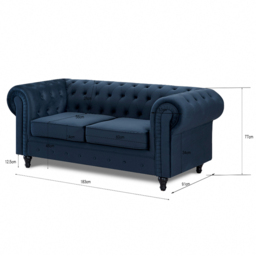 Home Detail Chesterfield 2 Seater Pleat Midnight Blue Velvet Sofa - Wilko - thumbnail 7