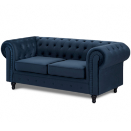 Home Detail Chesterfield 2 Seater Pleat Midnight Blue Velvet Sofa - Wilko - thumbnail 3
