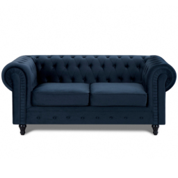 Home Detail Chesterfield 2 Seater Pleat Midnight Blue Velvet Sofa - Wilko - thumbnail 4