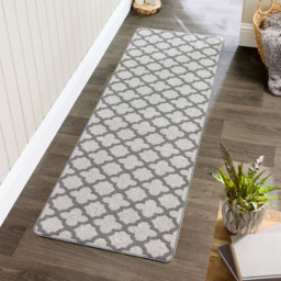 My Mat Silver Moroccan Tile Stain Resistant Runner 67 x 200cm - Size: 67 x 200 x 2cm - Brown - Wilko - thumbnail 3