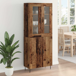 vidaXL 4 Door Old Wood Sideboard - Size: 90 x 69.5 x 34cm - Brown - Wilko - thumbnail 1