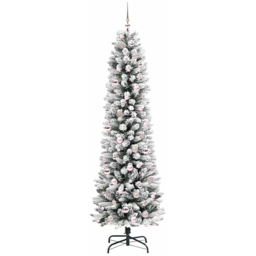 vidaXL Pre-Lit Warm White LED and Pink Baubles White Artificial Christmas Tree with Stand 6.8ft - Wilko - thumbnail 5