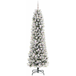 vidaXL Pre-Lit Warm White LED and Pink Baubles White Artificial Christmas Tree with Stand 6.8ft - Wilko