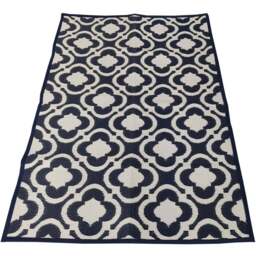 Charles Bentley Navy Moroccan Patterned Outdoor Rug 120 x 170cm - Size: 2.5 x 120 x 170cm - Blue - Wilko - thumbnail 1