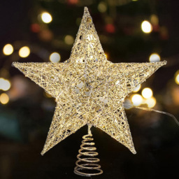 Living and Home Gold Sequins Star Christmas Tree Topper 20cm - Size: 20 x 20 x 23cm - Wilko - thumbnail 3