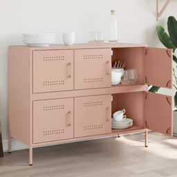 vidaXL 6 Door Pink Steel Sideboard - Size: 79 x 100.5 x 39cm - Wilko - thumbnail 1