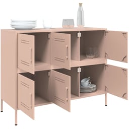 vidaXL 6 Door Pink Steel Sideboard - Size: 79 x 100.5 x 39cm - Wilko - thumbnail 6